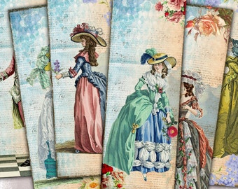 Retro Fashion - Digital bookmark B005 collage sheet printable download image size digital image fashion collage hang tags