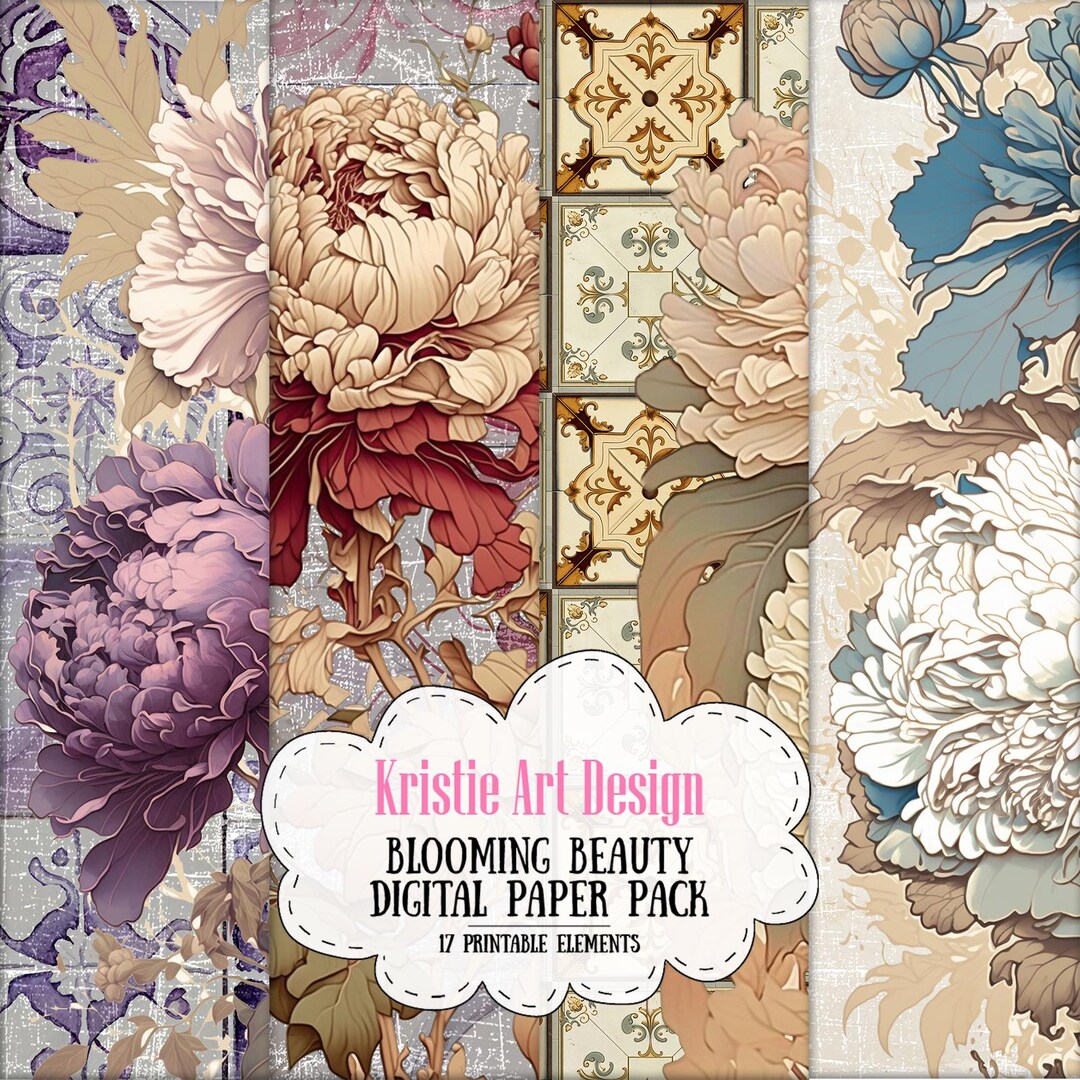 Blooming Beauty: Digital Paper Pack With Floral Patterns, NP016 - Etsy
