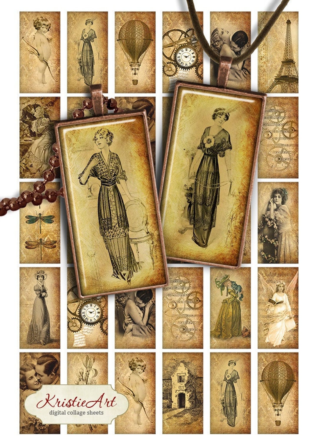 Retro Symphony Digital Collage Sheet PR013 Printable Download 1x2 Inch ...