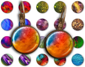 Abstraction - 18mm, 16mm, 14mm, 12mm, 10mm Circles Digital Collage Sheets E-006 Printable for Earring, Rings, Jewelry Making