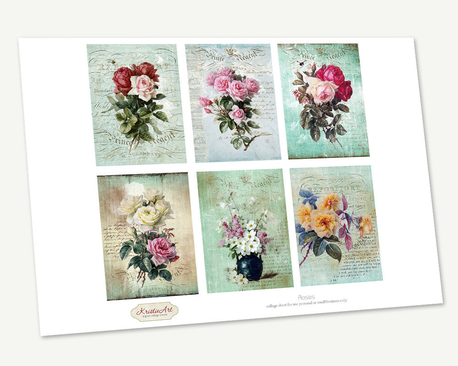 Digital Collage Sheet Roses - Printable Download Gift Tags Digital ...