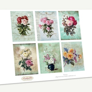 Digital Collage Sheet Roses - Printable Download Gift Tags Digital ...
