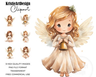 Adorable Angel Girls Clipart Collection - Christmas Digital Graphics, CA018