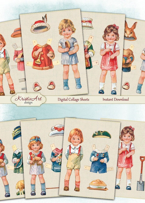 Fashion Kids - Digital Collage Sheet Digital Cards C167 Printable Download Image Tags Digital Atc Cards ACEO Fashion Cards