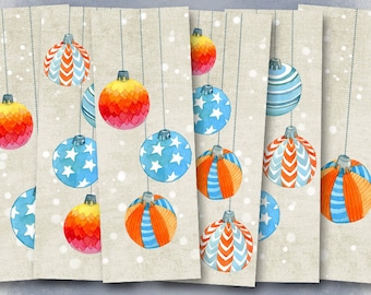 Christmas Balls - Digital bookmark B011 collage sheet printable download image size digital image christmas collage hang tags