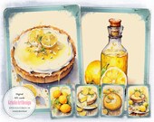 Citrus Delights - Lemon Recipe Cards Collection | Printable Lemon Art | C286