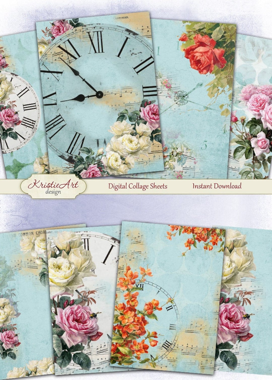Time for Roses - Digital Collage Sheet Digital Cards C154 Printable ...