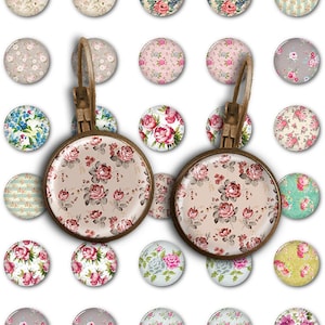 May include: A set of 24 digital collage sheets featuring various floral patterns in pastel colors. The patterns include roses, stripes, and other floral designs. The sheets are perfect for crafting and scrapbooking.