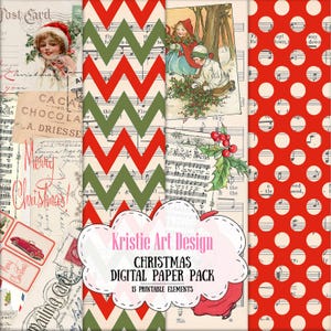 Natale - NP007, Pacchetto di carta digitale, Carta retrò, Carta natalizia