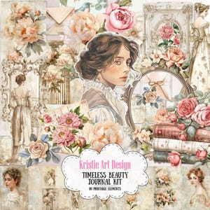 Kit de diario basura y papel digital Timeless Beauty - 80 piezas, NP027, paquete de papel digital imprimible
