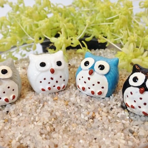 2 pc Miniature Owl Figurines, Terrarium, Fairy Garden, Art Supply