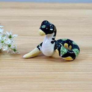 Ceramic Python Snake Miniature, Handmade & Hand-painted, Cute Figurine
