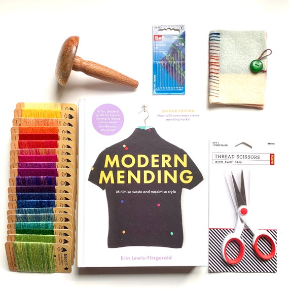 Mending Kit, Deluxe, Modern Mending, Upcycled Yarn, Darning Kit