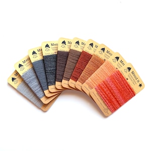 Wool mending yarn, 10 grey brown and orange, re-made, upcycled, hand dyed, assorted fibres, ultimate set, visible mending, repurposed, eco