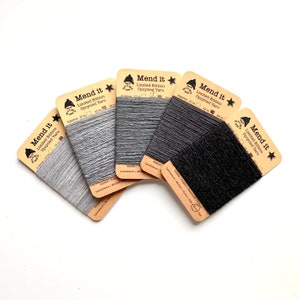 Wool mending yarn, Quintet, grey, re-made, upcycled, hand dyed, assorted fibres, visible mending, repurposed clothing, zero waste, eco