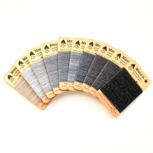 Wool mending yarn, 10 grey, re-made, upcycled, hand dyed, assorted fibres, the ultimate grey set, visible mending, repurposed, zero waste
