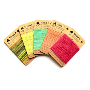 Wool mending yarn, Quintet, fluro, re-made, upcycled, hand dyed, assorted fibres, visible mending, slow stitching, zero waste, eco