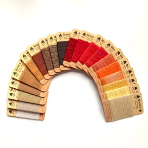 Wool mending yarn, 20 warm colours, re-made, upcycled, hand dyed, assorted colours & fibres, warm tones, visible mending, repurposed, eco