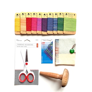 Mending Kit, starter, upcycled yarn, darning kit, mending tools, visible mending, repair kit, re-made, handmade