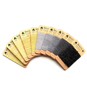 Wool mending yarn, 10 yellow and grey, re-made, upcycled, hand dyed, assorted colours & fibres, warm tones, visible mending, repurposed