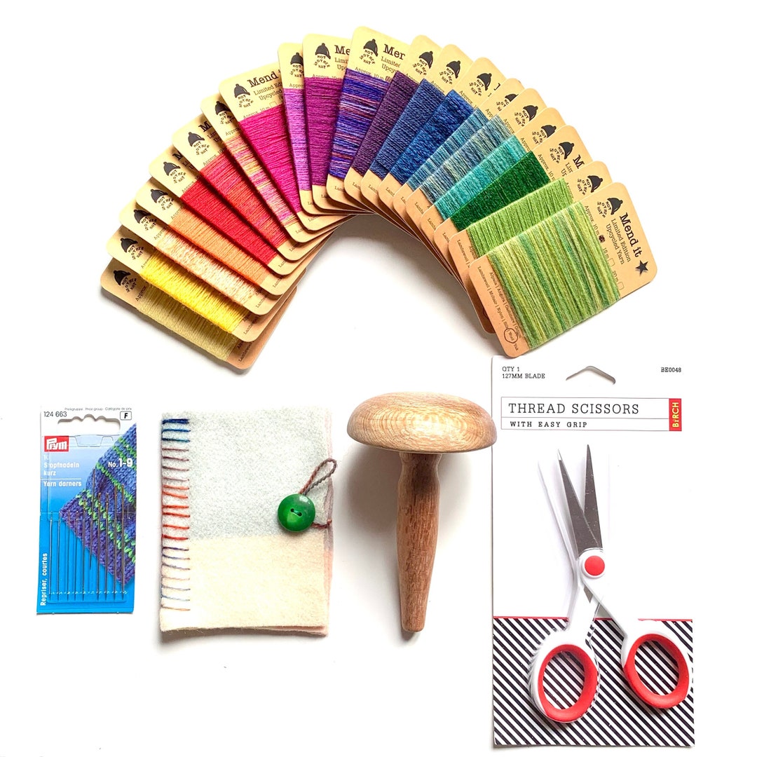 Mending Kit Give Me All the Colours Upcycled Yarn Darning Etsy