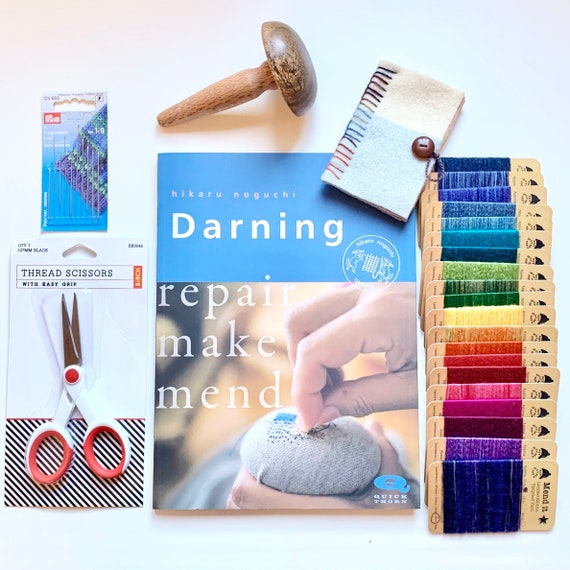 Mending Kit, Deluxe, Darning, Upcycled Yarn, Darning Kit, Mending