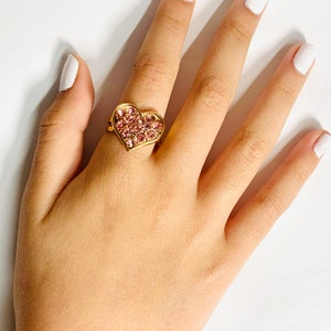 Little girl rings, crystal heart ring, heart ring, little girl rings, small rings, baby girl rings, children rings, kids rings, hearts.