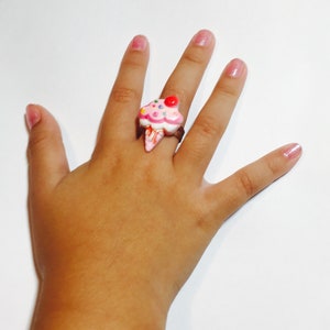 Ice cream cone ring,pink ice cream cone,little girl rings,children rings,little girl jewelry,baby girl rings,cartoon rings,kids rings,rings.