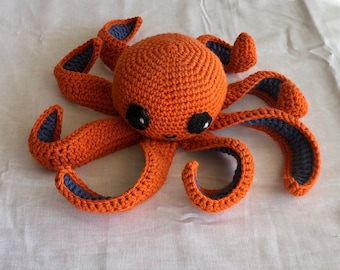 Orange Crochet Amigurumi Octopus