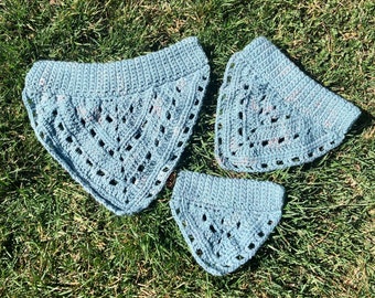 Light Blue Crochet Dog Bandana