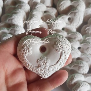 10 Gessetti profumati cuore shabby  ,cuore 6,8x5,8  cm ,bomboniere,matrimonio,segnaposto,compleanno