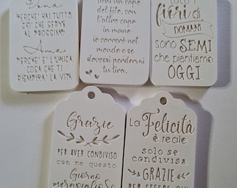 10 Scented Chalks Tags with phrases, placeholders with phrases, communion placeholders, baptism placeholders, wedding, birth, party favors