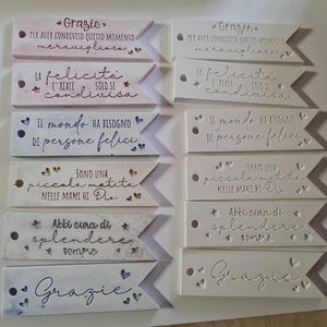 10 Gessetti Profumati Targhette  con frasi  ,segnaposto con frase ,segnaposto comunione,segnaposto battesimo,matrimonio,nascita,bomboniere