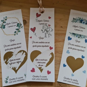 Segnaposto/segnalibro  gratta e vinci, pensiero Natale,segnaposto  matrimonio, segnaposto natalizio
