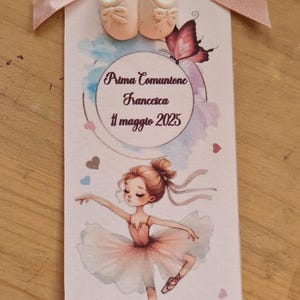 10 segnalibri  ballerina, scarpine ,tau ,segnalibro comunione,segnaposto,segnalibro,tag,battesimo,comunione,matrimonio,bomboniere