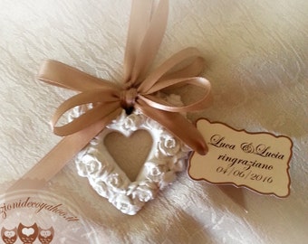 10 scented heart chalks, heart with flowers 6.5 x 6.5 cm, wedding favors, wedding, placeholders