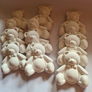 10 Gessetti Profumati nascita  orsetto ,orsetto con fiocco  4,5x 4,5 cm segnaposto,battesimo,comunione,nascita,bomboniere, baby