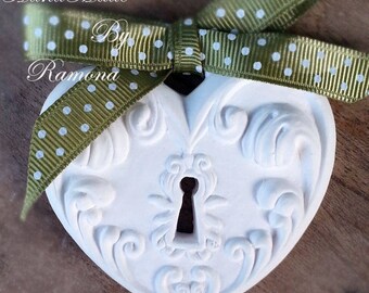 Scented chalk heart, lock, key, little heart, wedding placeholder