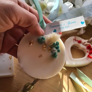 Cialde,segnaposti profumate in cera di soia con fiori secchi, cialde in cera di soia ,bomboniere,segnaposti matrimonio,comunione