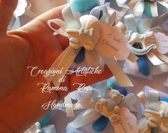 10 Favors Birth, Baptism, customizable, pacifier, bottle, cradle, bear