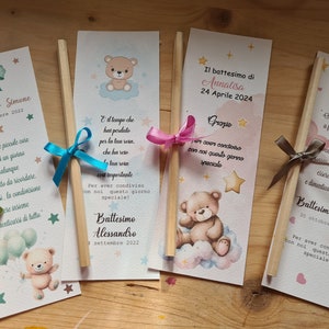 10 Segnalibro / tag/ invito  con o senza matita  cresima,nascita,battesimo,comunione,matrimonio,bomboniere