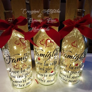 Bottiglie personalizzate con luci a led ,regalo ,frase