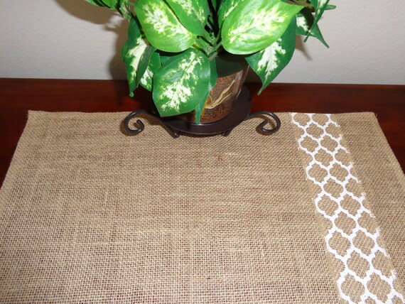 Burlap Jute Placemat With White Moroccan Trim 12 X Etsy