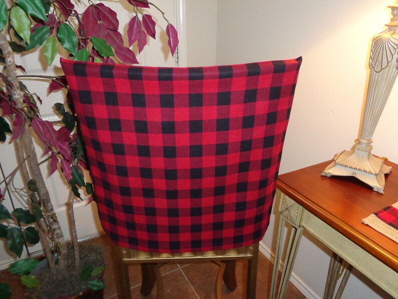 Buffalo Plaid Red Black Flannel Kitchen Dining Chair Image 0