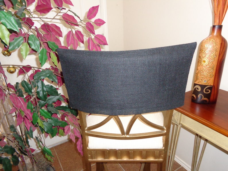 Half Chair Back Cover Black Burlap Bar Stools Kitchen Bar Etsy