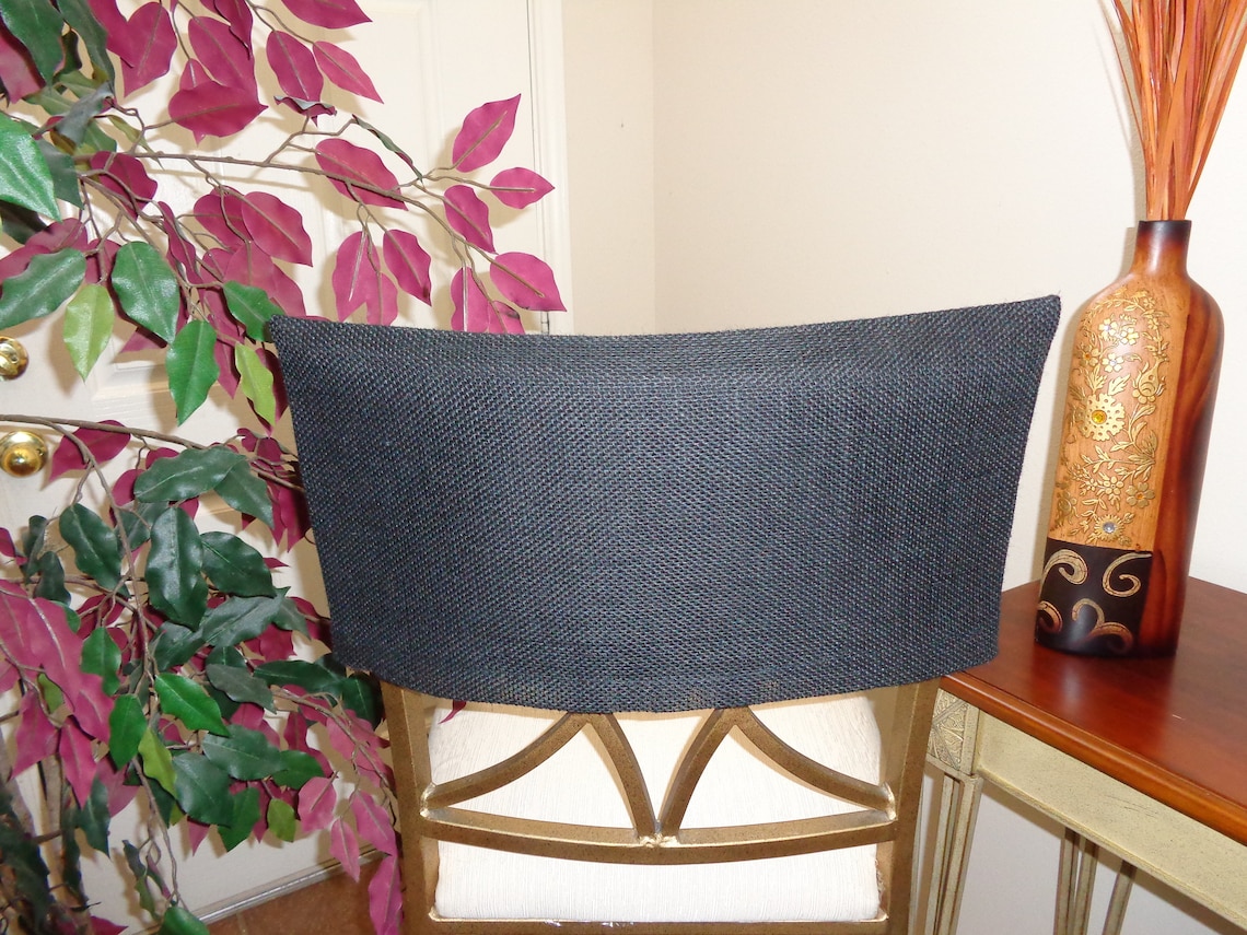 Half Chair Back Cover Black Burlap Bar Stools Kitchen Bar Etsy