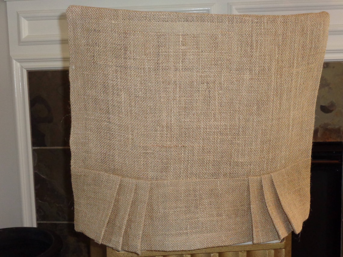 Burlap Jute Pleated Chair Back Cover Dining Rustic Country Etsy