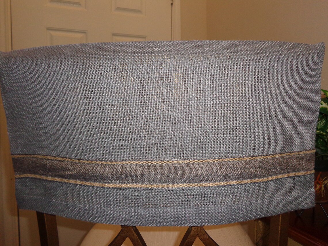 Charcoal Gray Burlap Half Chair Back Cover w/Gray & Tan Ribbon Etsy
