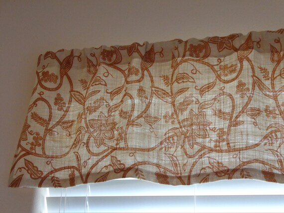 Items Similar To Burlap Jute Rust Colored Print Valance 16 X 47