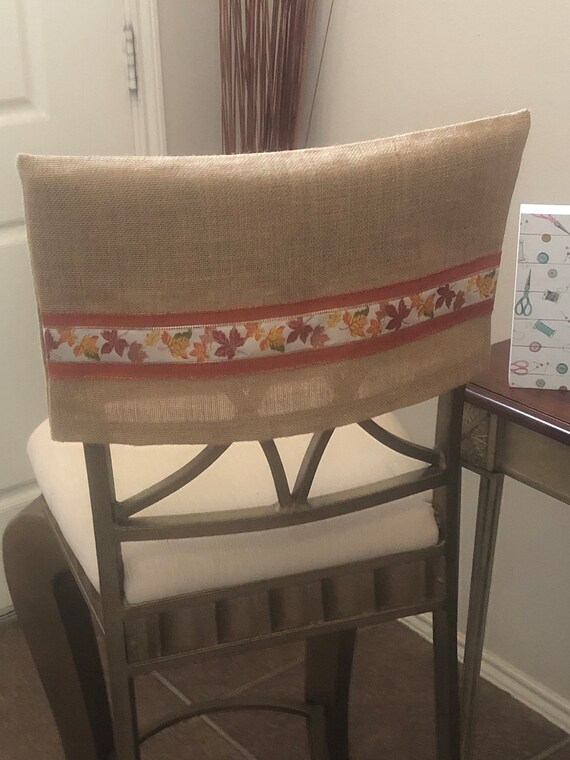 Autumn Leaves Half Burlap Chair Cover Kitchen/dining Vanity Etsy